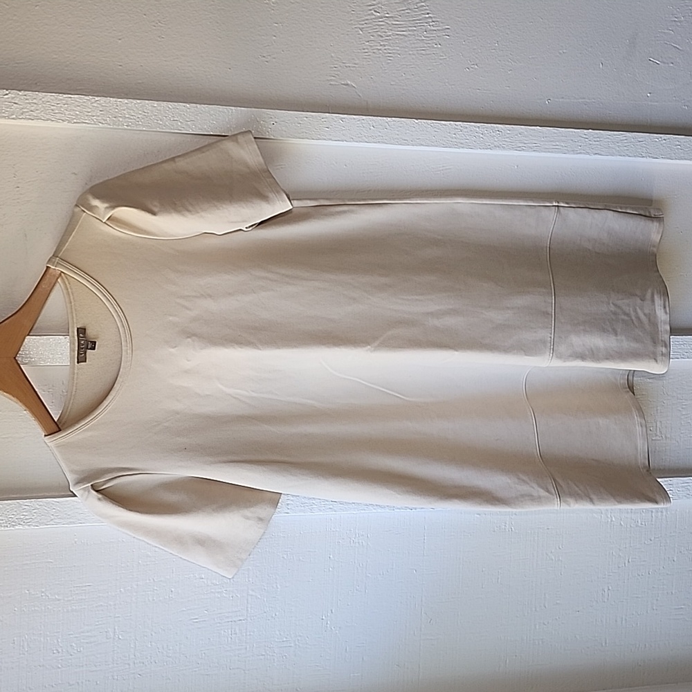 LILLA P T-shirt Dress Cream Cotton Spandex Size Small